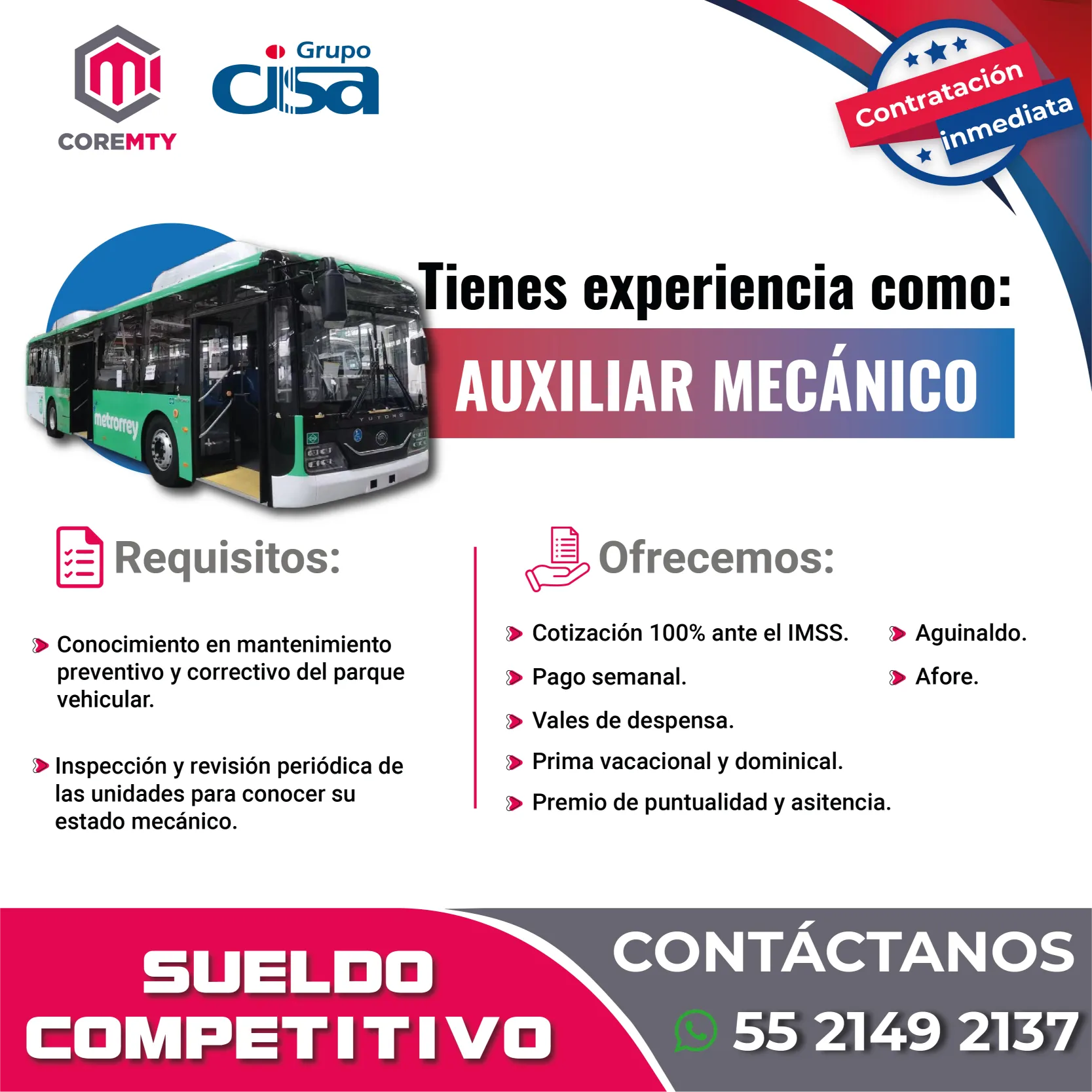VACANTE JUNIO COREMTY AUX MECANICO