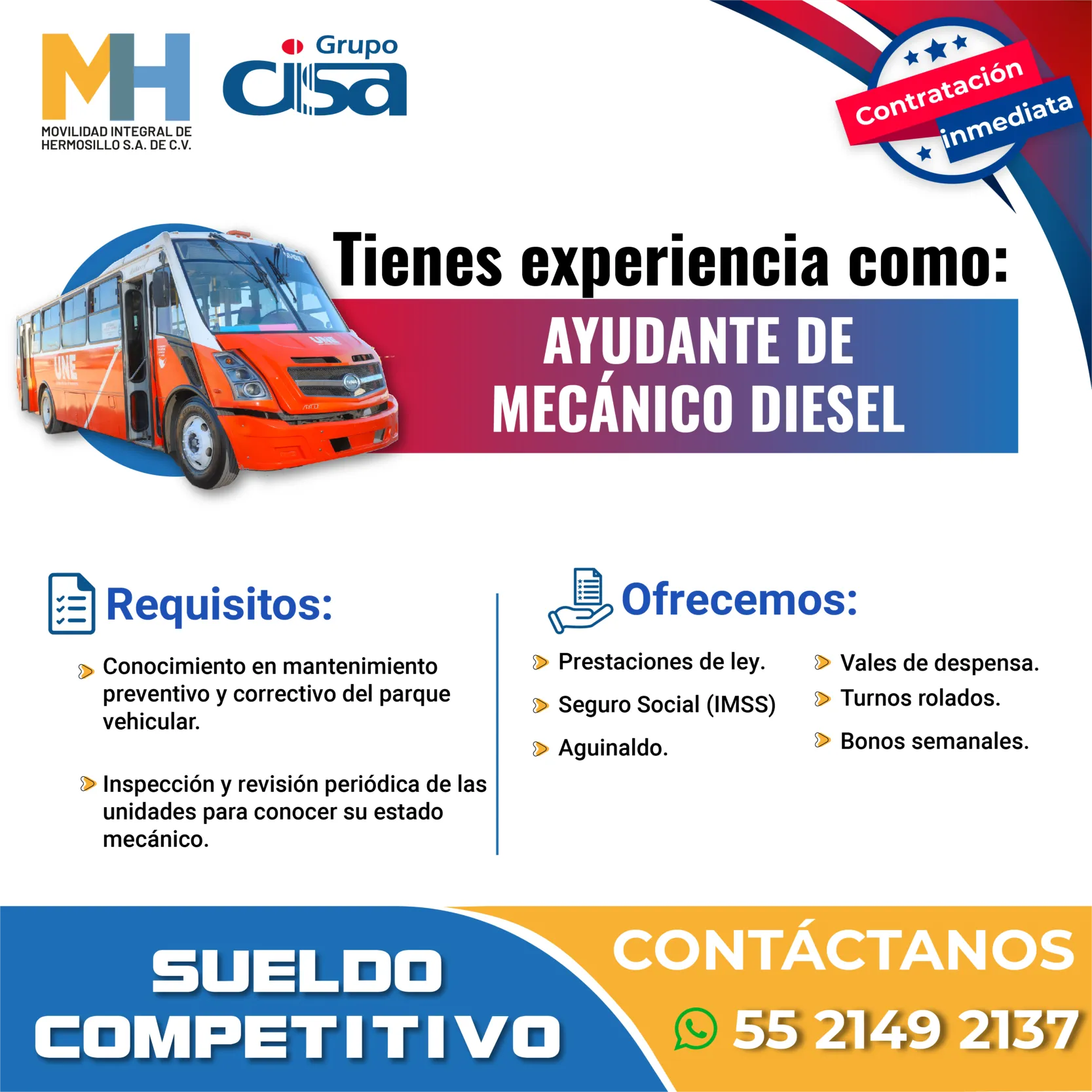 VACANTE JUNIO HM AYUDANTE MACANICO