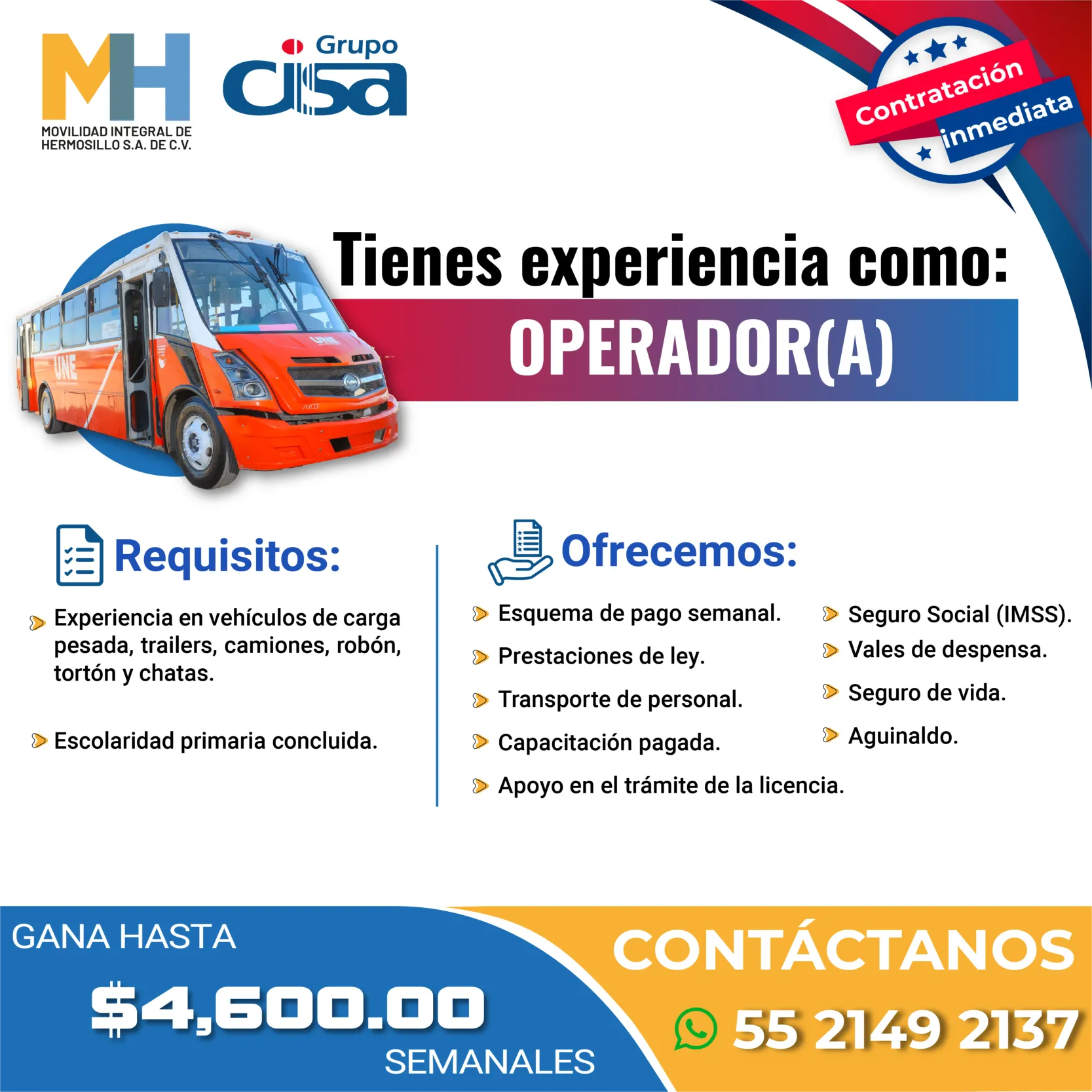 VACANTE JUNIO HM OPERADOR