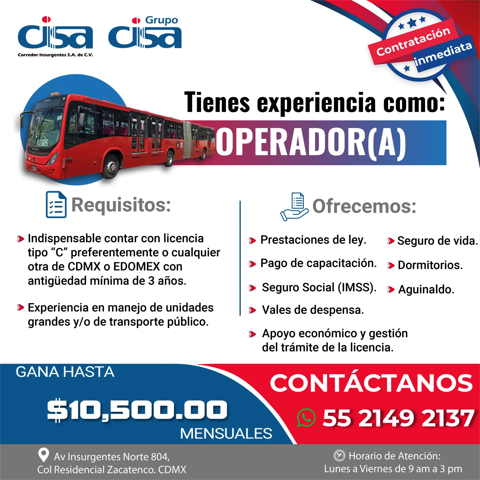 VACANTES JUNIO CISA operador