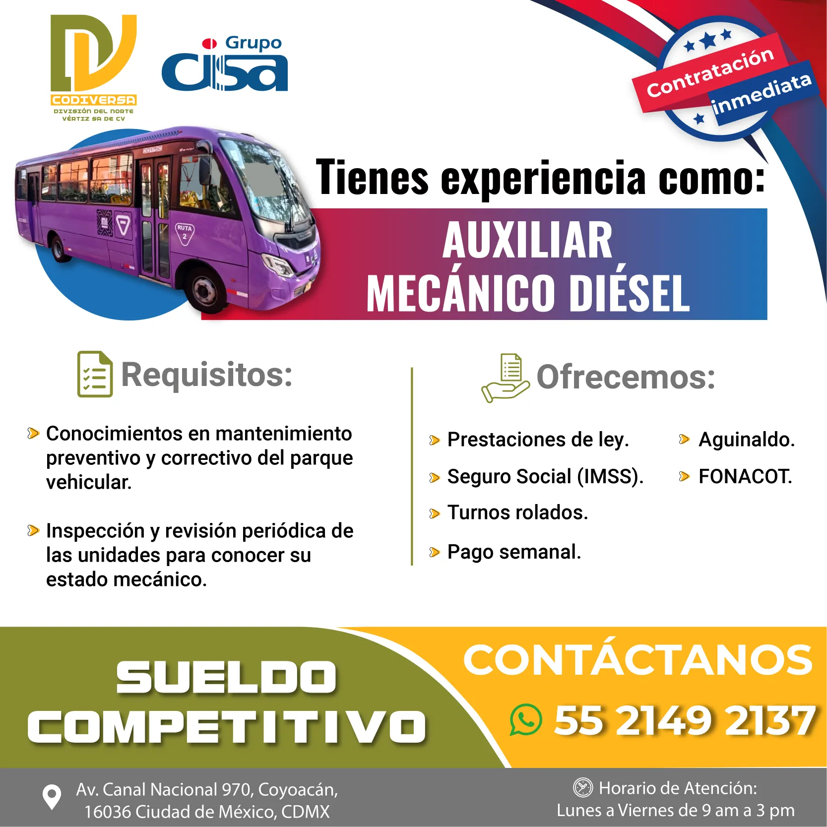 VACANTES JUNIO CODIVERSA_AUX MECANICO