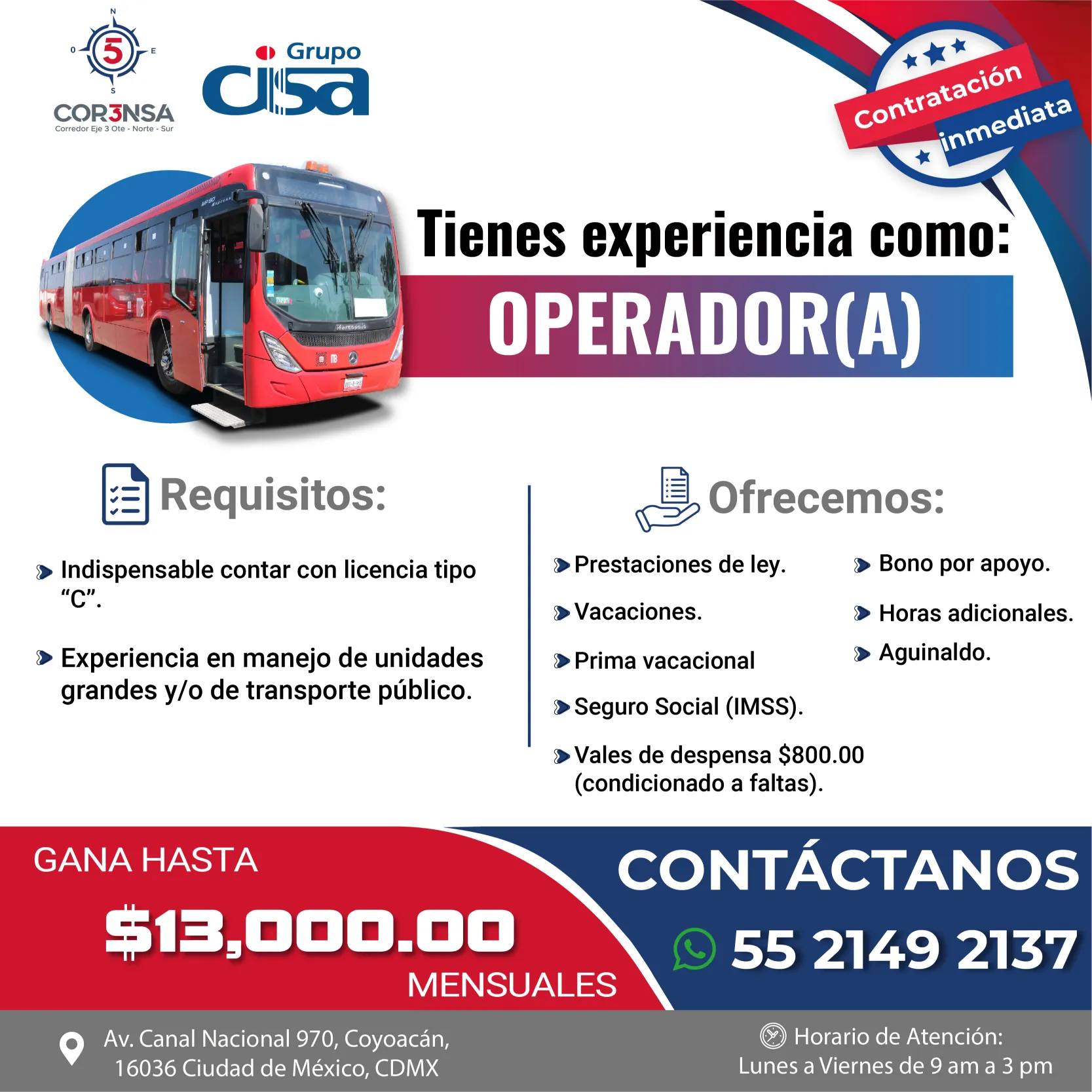 VACANTES JUNIO CORENSA OPERADOR