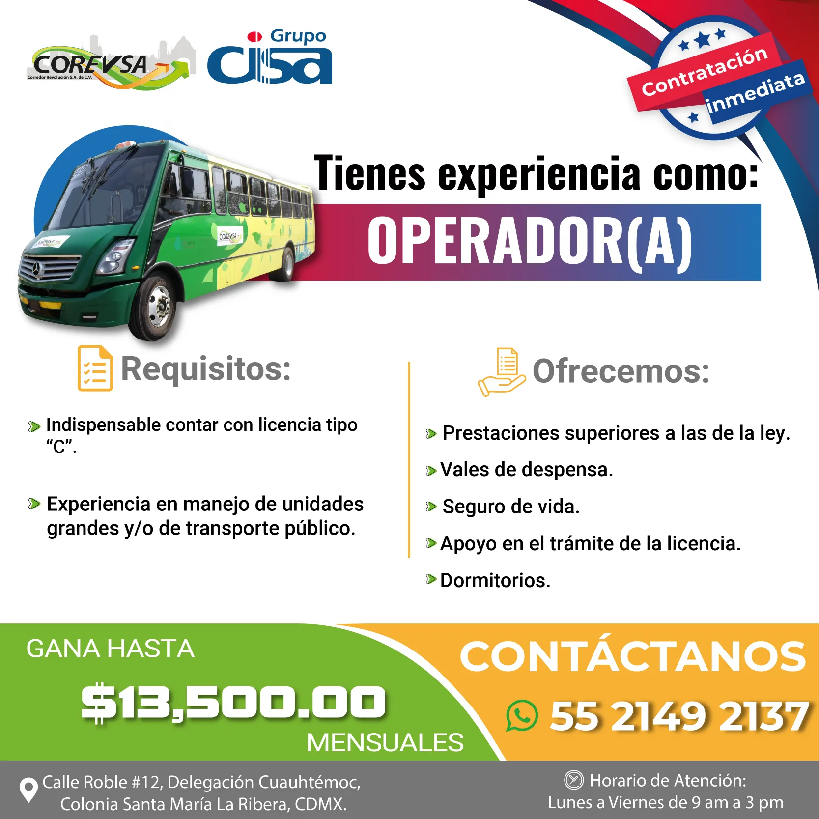 VACANTES JUNIO COREVSA OPERADOR