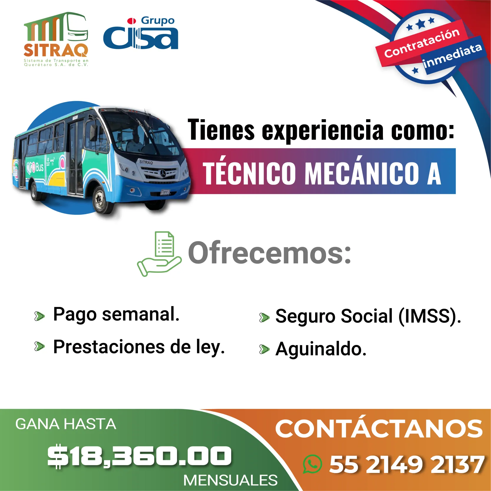 VACANTES JUNIO SITRAQ TECNICO MECANICO A