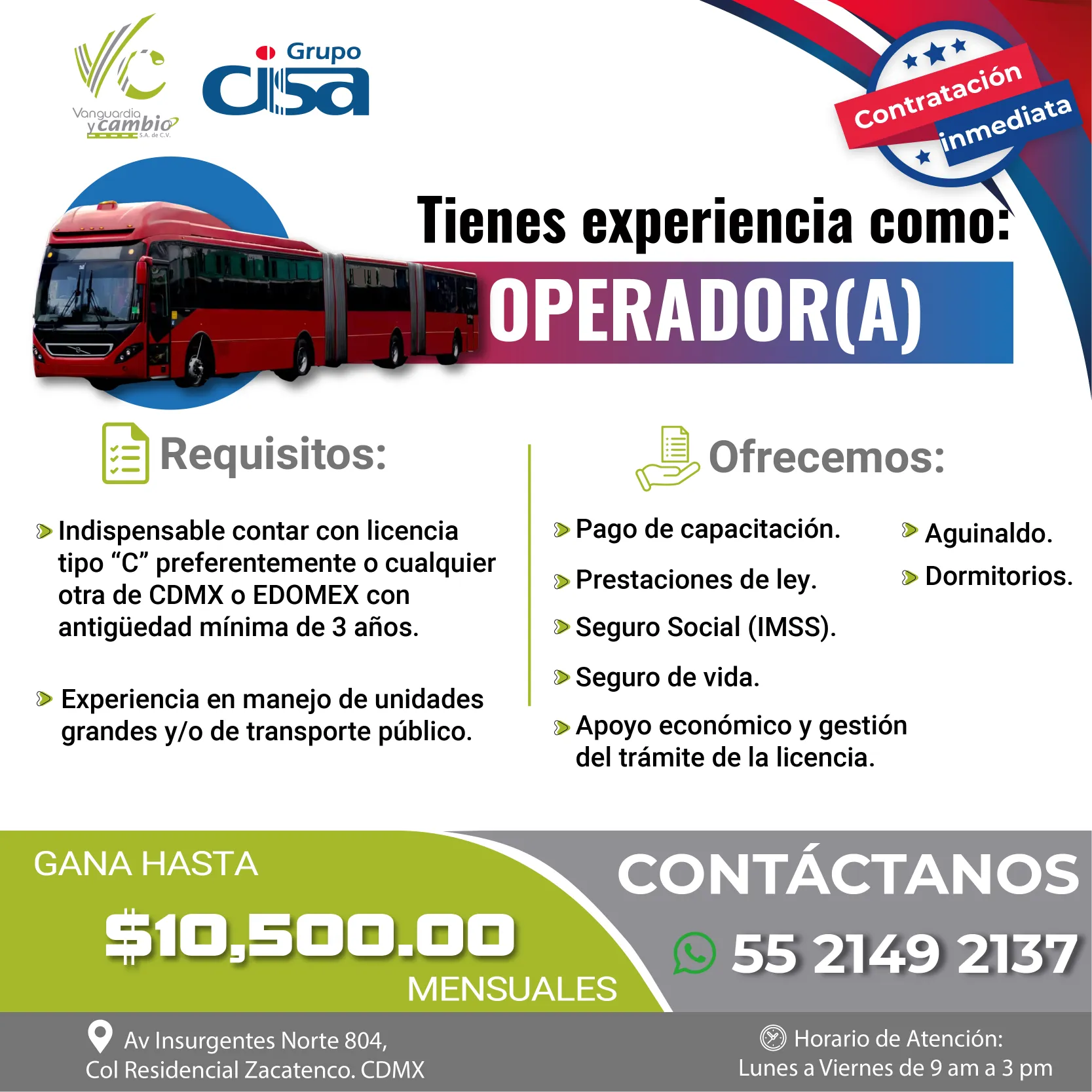 VACANTES JUNIO VYCSA OPERADOR