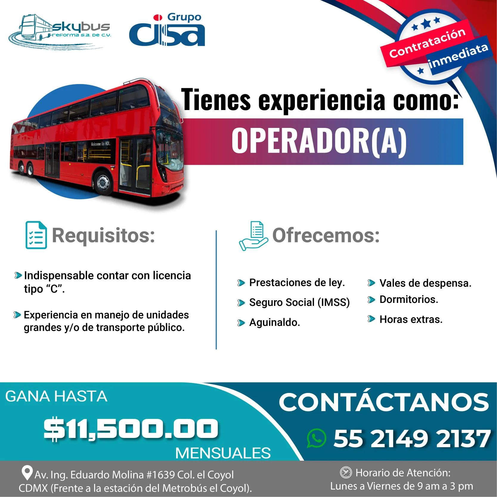 vacante junio skybus OPERADOR 1